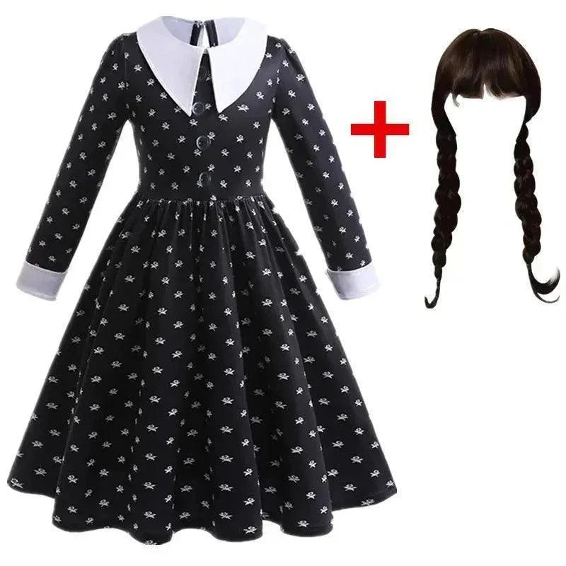 Wednesday Girl Costume for Carnival Halloween Black Events Cosplay Dress - Venus Trendy Fashion Online