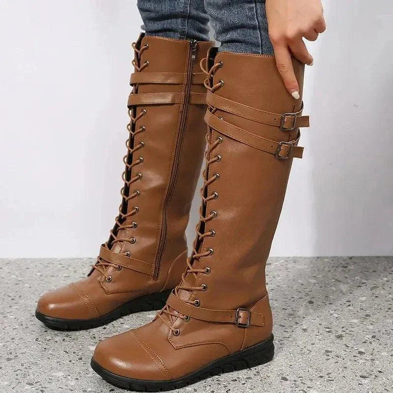 Women High Long Leather Platform Boots - Venus Trendy Fashion Online