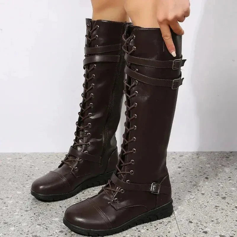 Women High Long Leather Platform Boots - Venus Trendy Fashion Online