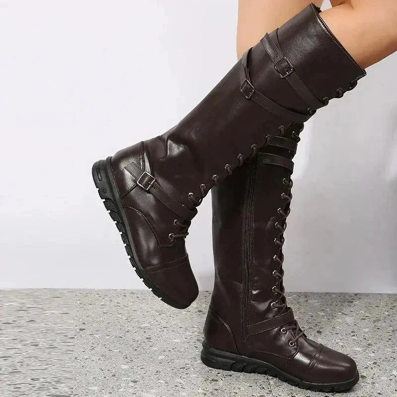 Women High Long Leather Platform Boots - Venus Trendy Fashion Online