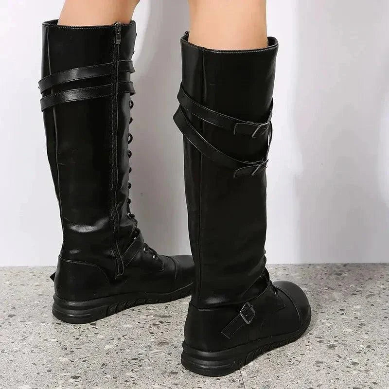 Women High Long Leather Platform Boots - Venus Trendy Fashion Online