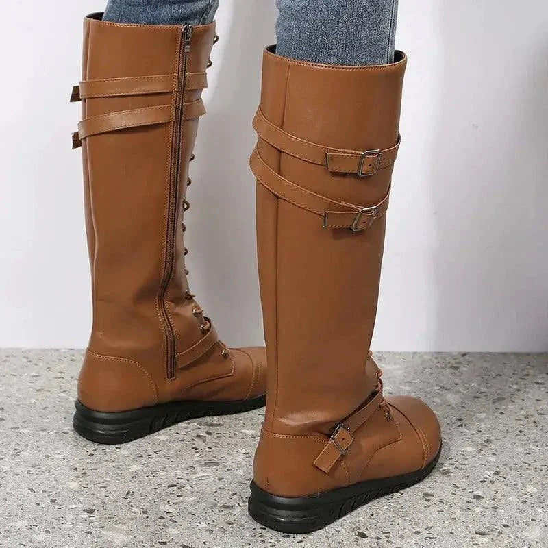 Women High Long Leather Platform Boots - Venus Trendy Fashion Online