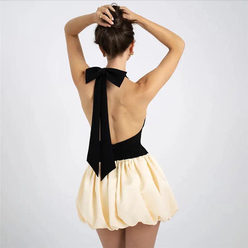 Women Sexy Patchwork Pleated Slimming Dress - Venus Trendy Fashion Online