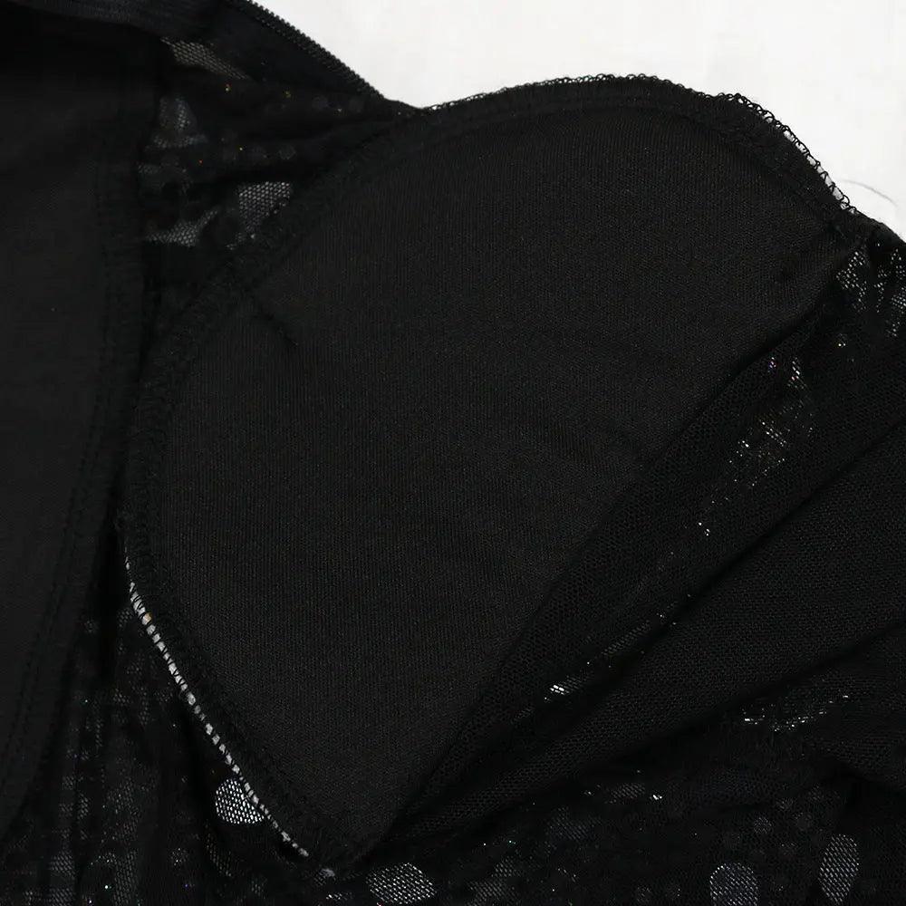 Women Sexy Sheer Mesh Drilling Slim Fit Slit Dress - Venus Trendy Fashion Online