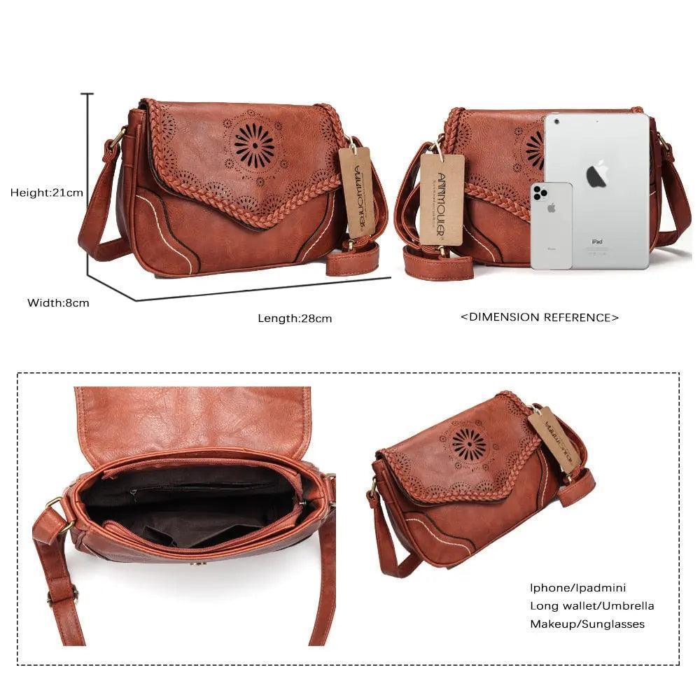 Women Shoulder Bag Vintage Pu Leather Crossbody Bag - Venus Trendy Fashion Online