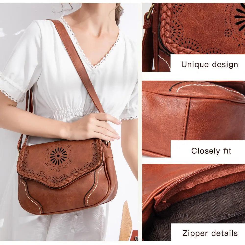 Women Shoulder Bag Vintage Pu Leather Crossbody Bag - Venus Trendy Fashion Online