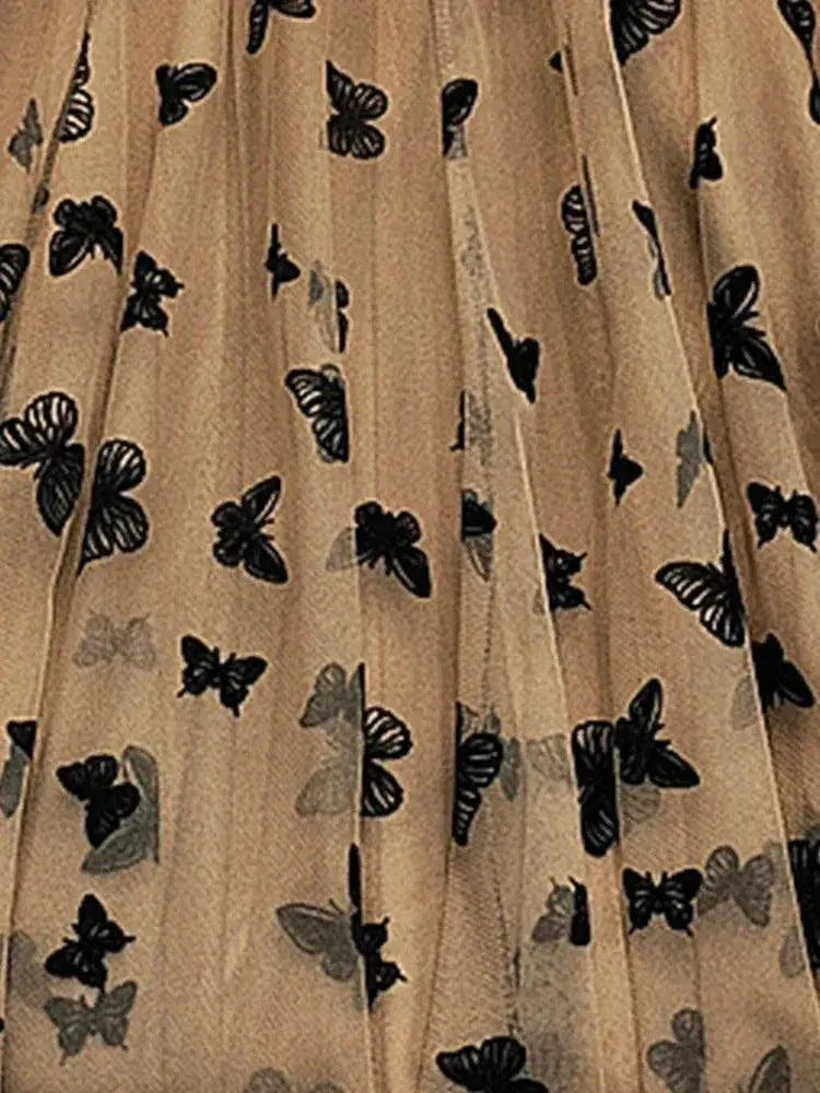 Women's Butterfly Flocking Tulle Long Skirt - Venus Trendy Fashion Online