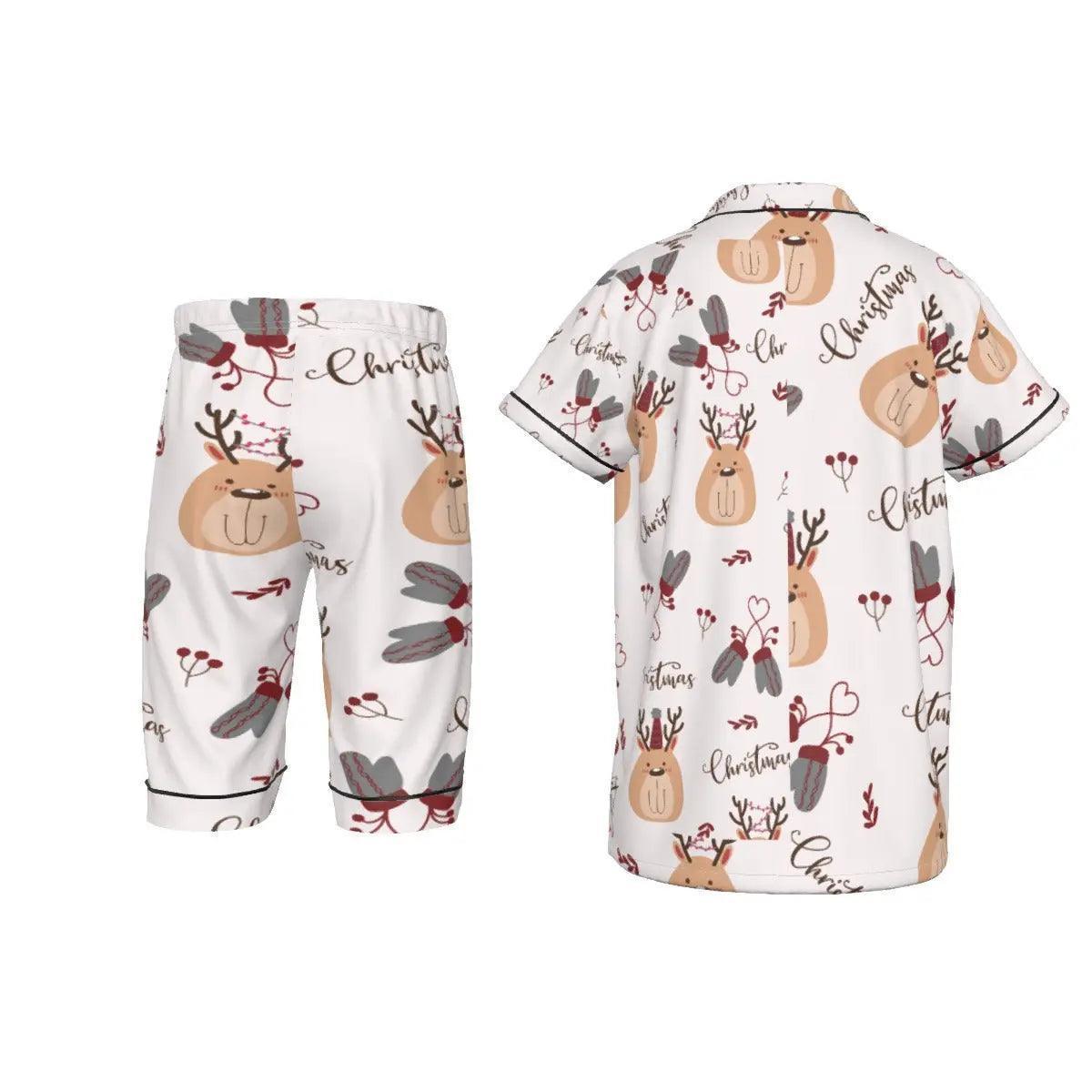 Xmas' design Kid's Imitation Silk Short Pajamas - Venus Trendy Fashion Online