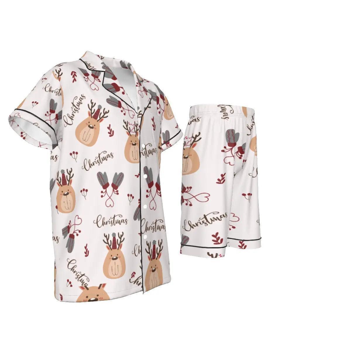 Xmas' design Kid's Imitation Silk Short Pajamas - Venus Trendy Fashion Online