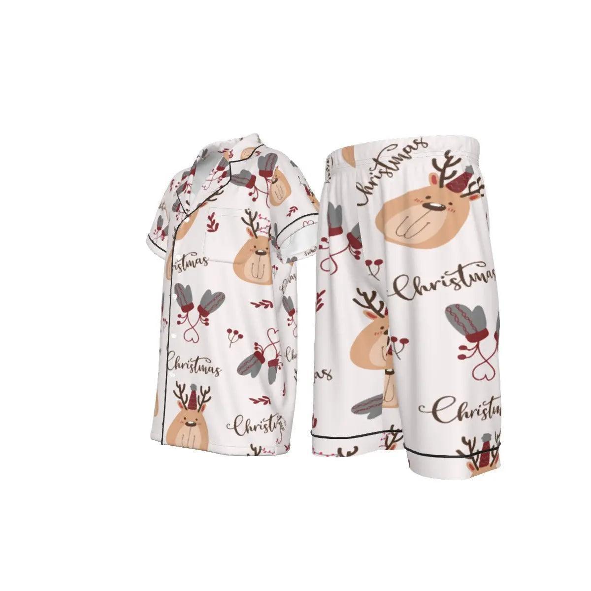 Xmas' design Kid's Imitation Silk Short Pajamas - Venus Trendy Fashion Online