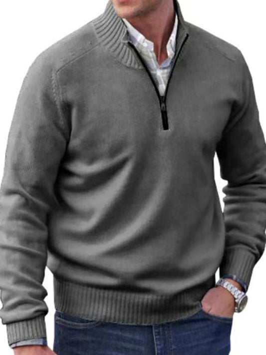 Men's zipper lapel casual long-sleeved knitted top  Venus Trendy Fashion Online