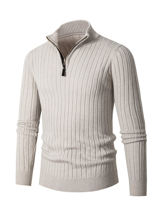 Men's casual solid color round neck stretch knitted sweater  Venus Trendy Fashion Online