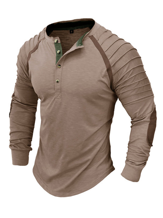 Men's new long-sleeved Henry collar sports base T-shirt  Venus Trendy Fashion Online