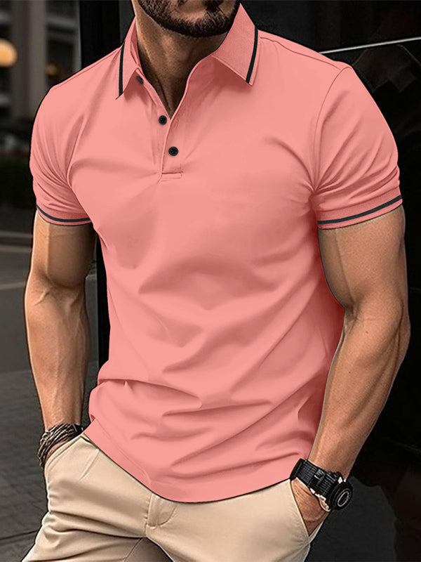 New Fashion Button Ribbed Collar Sports Polo Shirt Lapel Collar Polo Shirt - Venus Trendy Fashion Online
