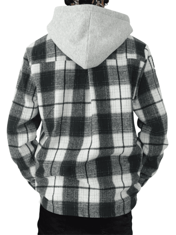 Casual Flannel Jacquard Long Sleeve Hooded Plaid Shirt - Venus Trendy Fashion Online