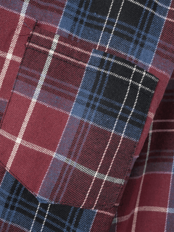 Men's brushed thin plaid long-sleeved casual shirt - Venus Trendy Fashion Online