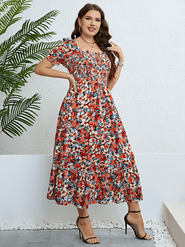 Women's summer floral one-shoulder slimming dress - Venus Trendy Fashion Online