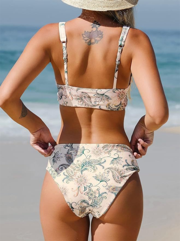 Bikini two-piece deep V-neck strappy sexy mid-waist swimsuit - Venus Trendy Fashion Online