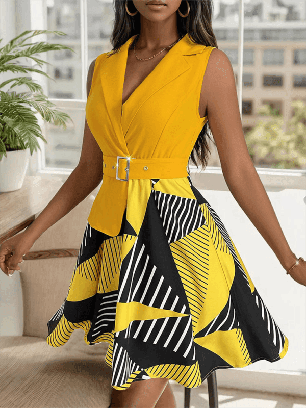 Women's Sleeveless Geometric Print Dress - Venus Trendy Fashion Online