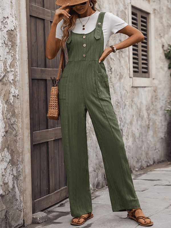Women's casual texture loose pleated jumpsuits - Venus Trendy Fashion Online