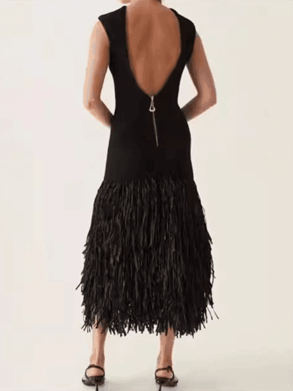 New Style Tassel Backless Zipper Dress - Venus Trendy Fashion Online