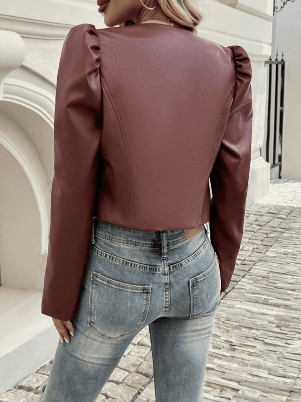 Casual cardigan solid color leather jacket - Venus Trendy Fashion Online