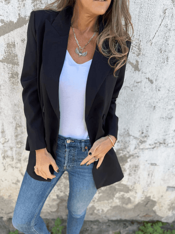 Solid Color Fashion Long Sleeve Blazer - Venus Trendy Fashion Online
