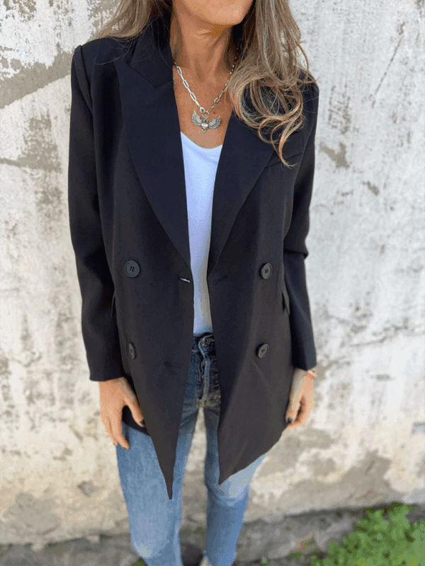 Solid Color Fashion Long Sleeve Blazer - Venus Trendy Fashion Online