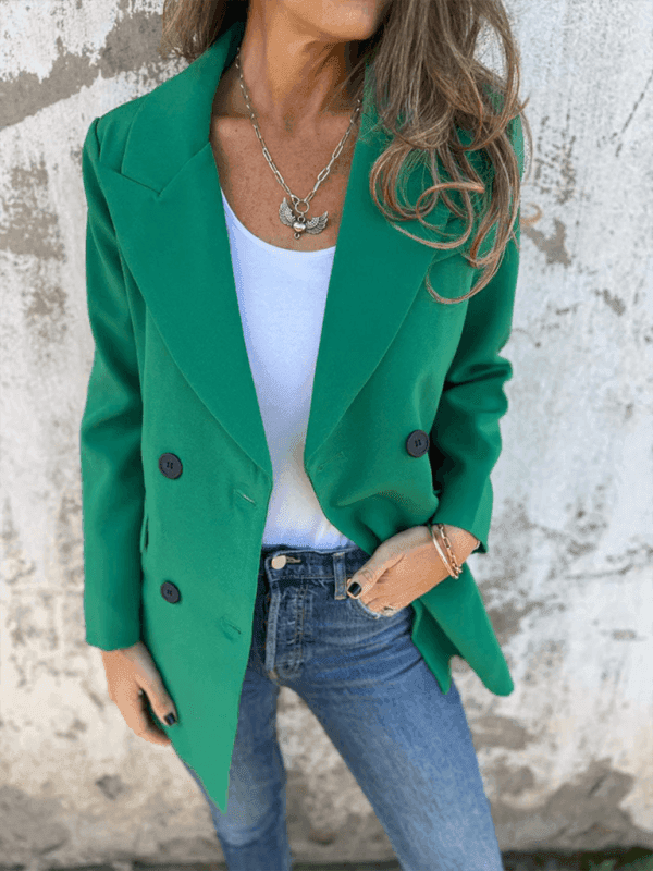 Solid Color Fashion Long Sleeve Blazer - Venus Trendy Fashion Online