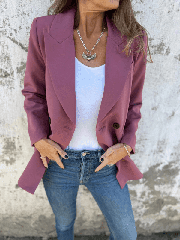 Solid Color Fashion Long Sleeve Blazer - Venus Trendy Fashion Online
