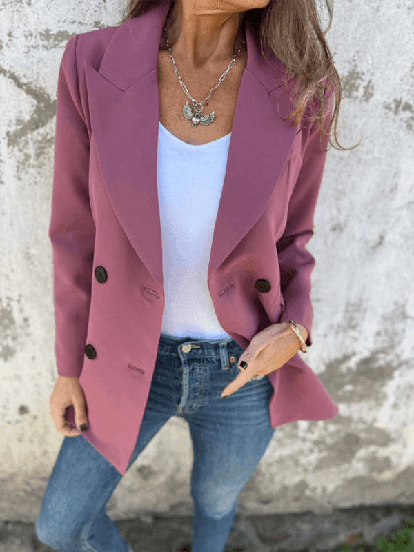 Solid Color Fashion Long Sleeve Blazer - Venus Trendy Fashion Online