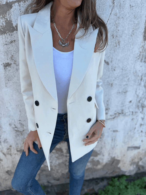 Solid Color Fashion Long Sleeve Blazer - Venus Trendy Fashion Online