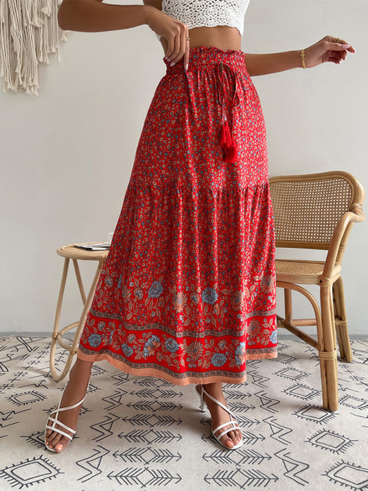 Bohemian Print Resort Swing Elastic Waist Skirt Venus Trendy Fashion Online