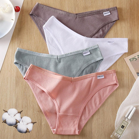 M-4XL Cotton Panties Female 3PCS/Set 6 Solid Color - Venus Trendy Fashion Online