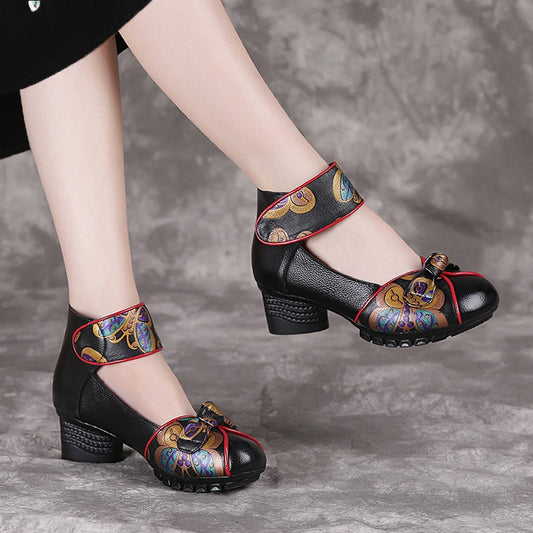 Spring Autumn New Retro Genuine Leather Platform Shoes - Venus Trendy Fashion Online