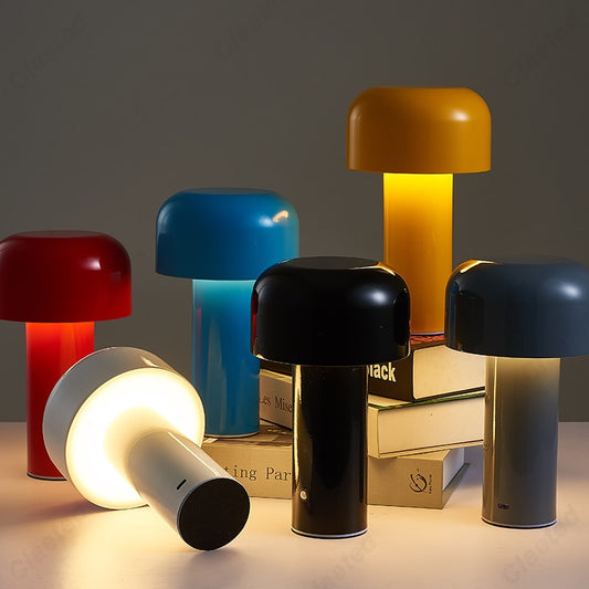 Italian Designer Mushroom Table Lamp Night Light Portable Cordless Touch Rechargeable Decor Lamp USB Bedside Lamp Desktop Lamp Venus Trendy Fashion Online