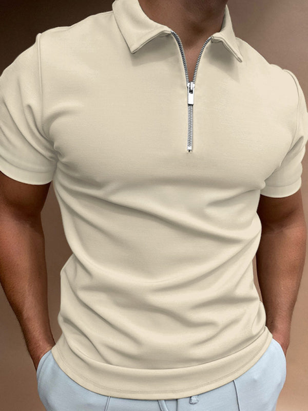 Men's new solid color short sleeve lapel casual fit polo shirt Venus Trendy Fashion Online