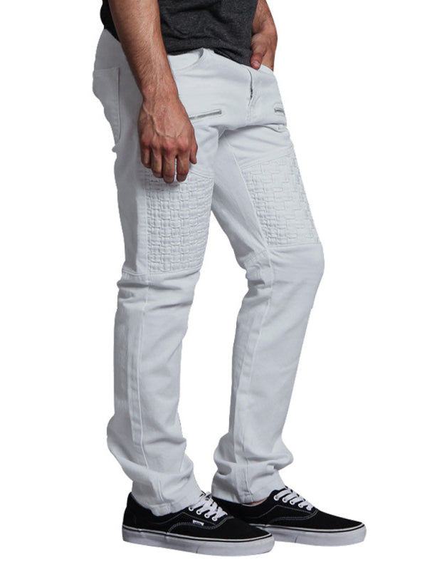 New workwear leather stitching thin men's straight-leg pants Venus Trendy Fashion Online