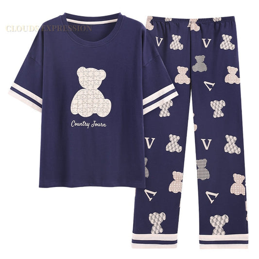 Pajama Sets Short Sleeved Cartoon Bear Venus Trendy Fashion Online