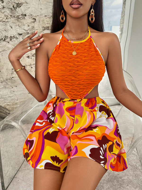 Summer Hollow Bright Color Halter Jumpsuit Venus Trendy Fashion Online