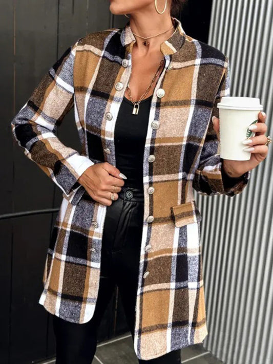 Women's new autumn and winter plaid woolen jacket Venus Trendy Fashion Online