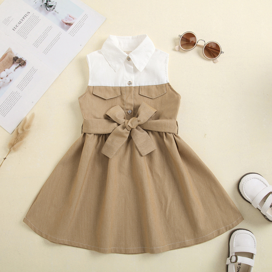 Girls Button-Up Sleeveless Dress - Venus Trendy Fashion Online