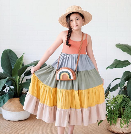 Girls Suspender Multicolored Rainbow Dress - Venus Trendy Fashion Online