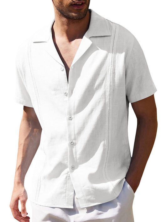 Men's Solid Color Linen Resort Shirt - Venus Trendy Fashion Online