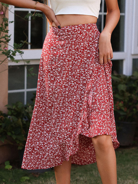 Women's Floral Irregular Ruffle Skirt - Venus Trendy Fashion Online