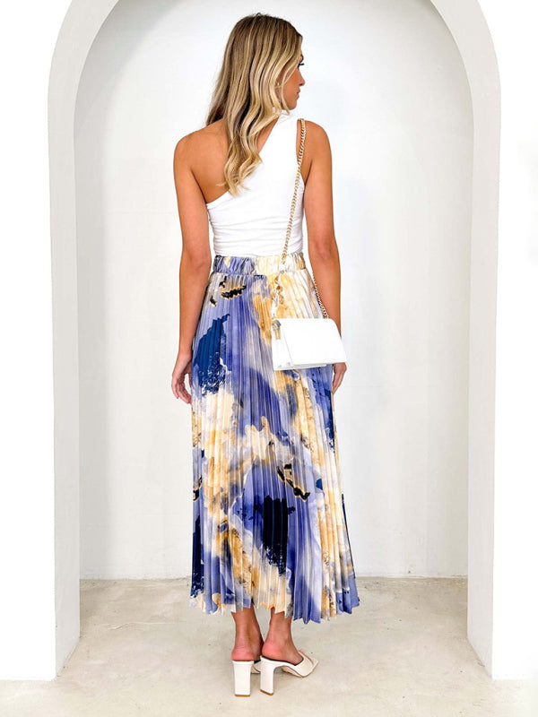 Women's printed draped A-line pleated skirt - Venus Trendy Fashion Online