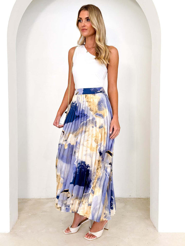 Women's printed draped A-line pleated skirt - Venus Trendy Fashion Online