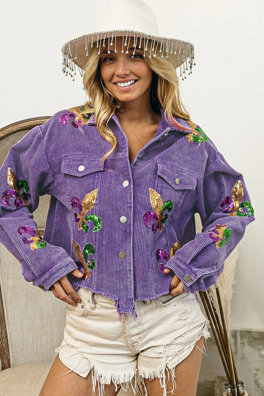 Autumn Winter Corduroy Sequined Jacket Coat