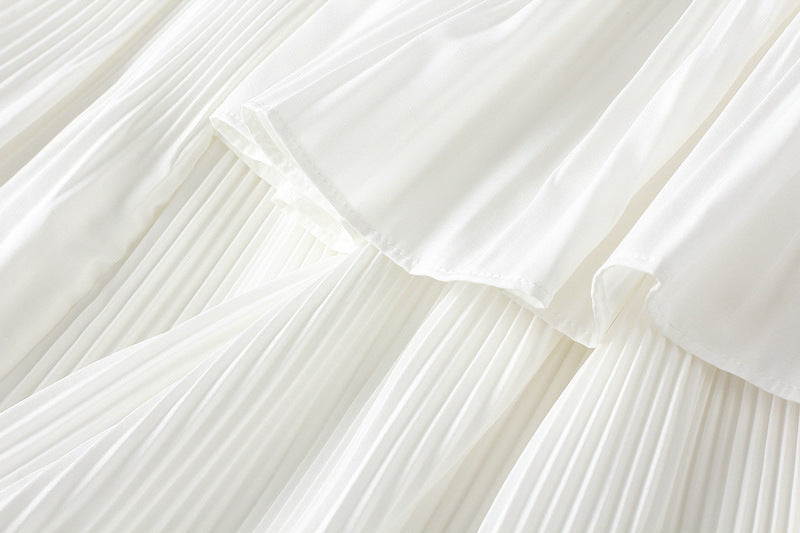 Korean Asymmetric Pleated Tiered Skirt