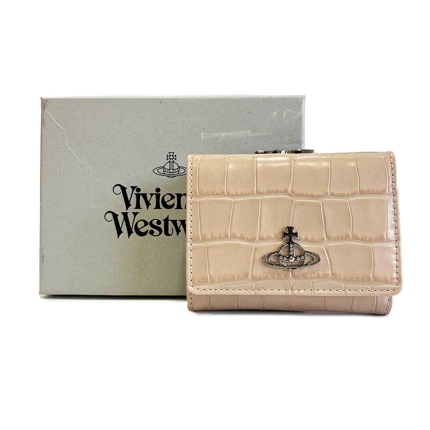 [Vivienne Westwood] CROCO SMALL FRAME WALLET 51010018 L0039 C402 CREAM - Venus Trendy Fashion Online